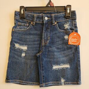 NEW Wonder Nation Fashion Denim Distressed Shorts - Girls Size 6